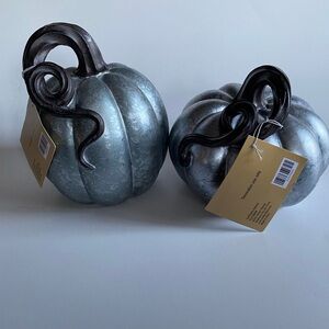 Robert Stanley Signature Collection Faux Galvanized Resin Pumpkins Damaged